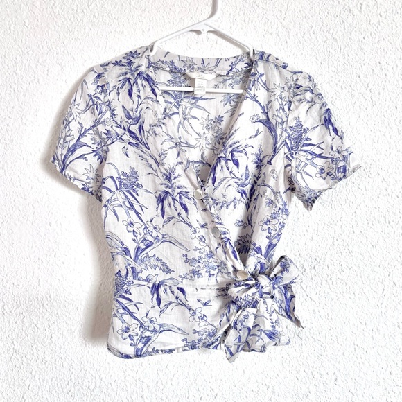 ✨ 100% linen wrap blouse XS - Picture 2 of 10